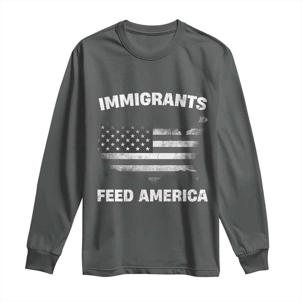 Immigrants Feed America Long Sleeve Shirt Grunge US Flag - African Pride