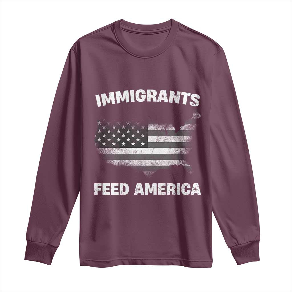 Immigrants Feed America Long Sleeve Shirt Grunge US Flag - African Pride