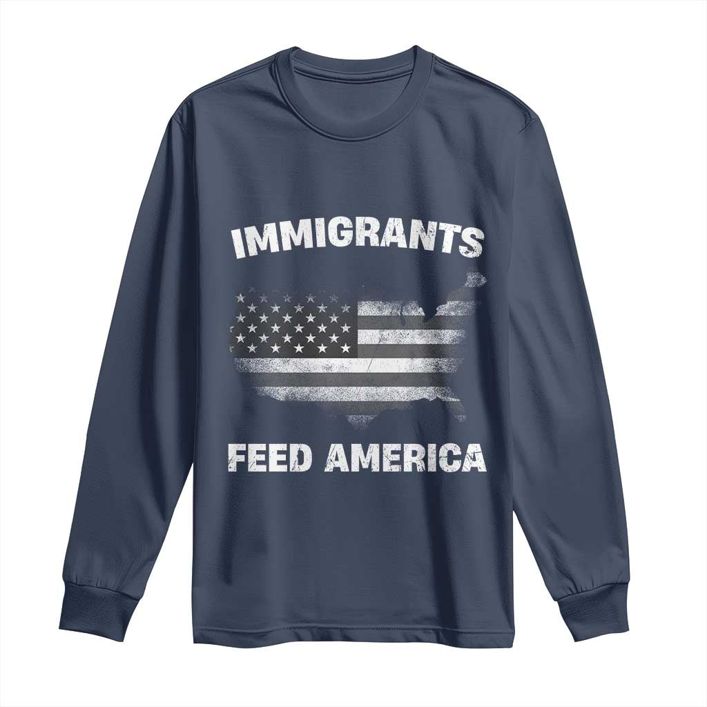 Immigrants Feed America Long Sleeve Shirt Grunge US Flag - African Pride