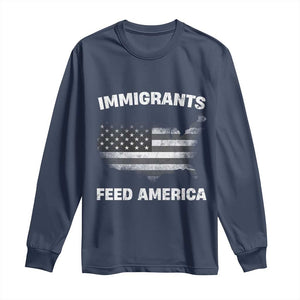 Immigrants Feed America Long Sleeve Shirt Grunge US Flag - African Pride