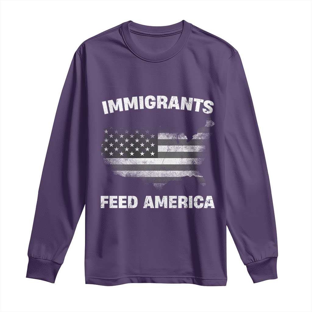 Immigrants Feed America Long Sleeve Shirt Grunge US Flag - African Pride