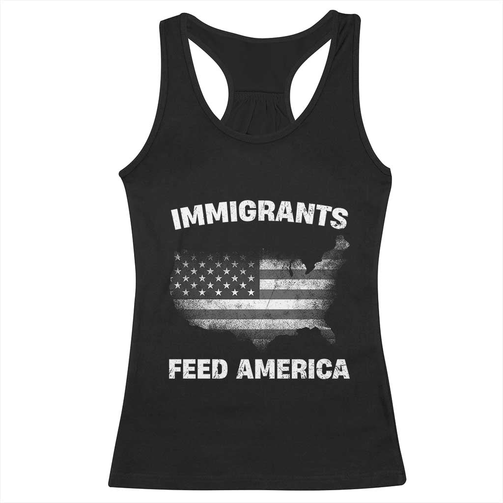 Immigrants Feed America Racerback Tank Top Grunge US Flag - African Pride