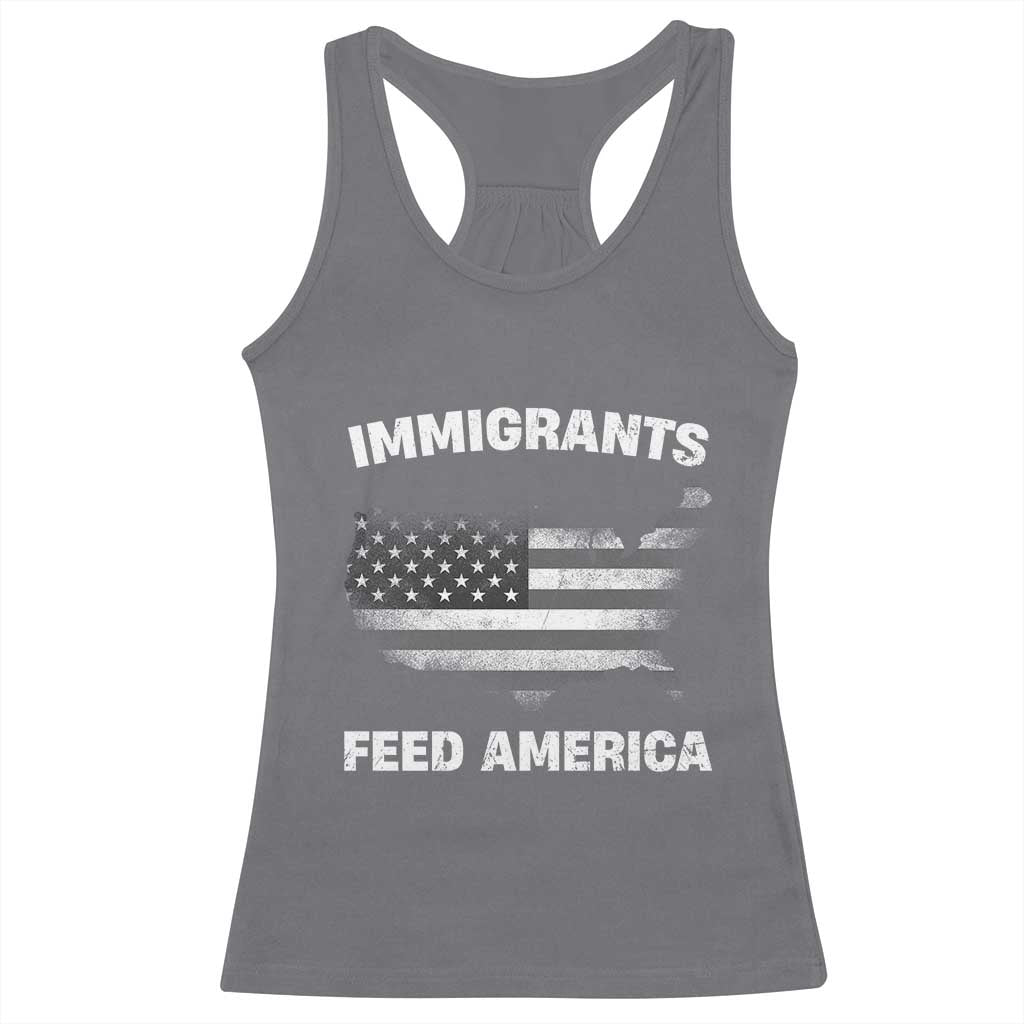 Immigrants Feed America Racerback Tank Top Grunge US Flag - African Pride