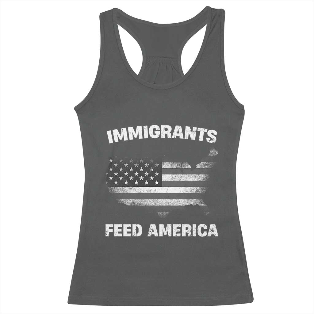 Immigrants Feed America Racerback Tank Top Grunge US Flag - African Pride