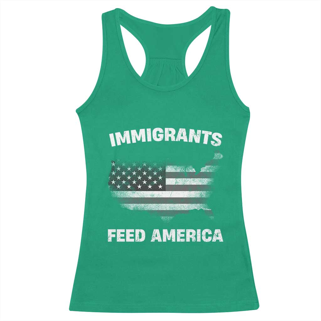 Immigrants Feed America Racerback Tank Top Grunge US Flag - African Pride