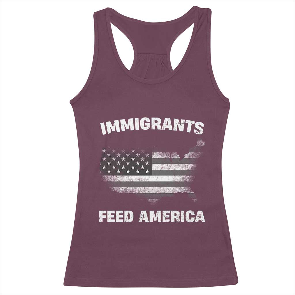 Immigrants Feed America Racerback Tank Top Grunge US Flag - African Pride