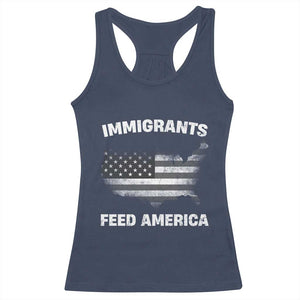Immigrants Feed America Racerback Tank Top Grunge US Flag - African Pride