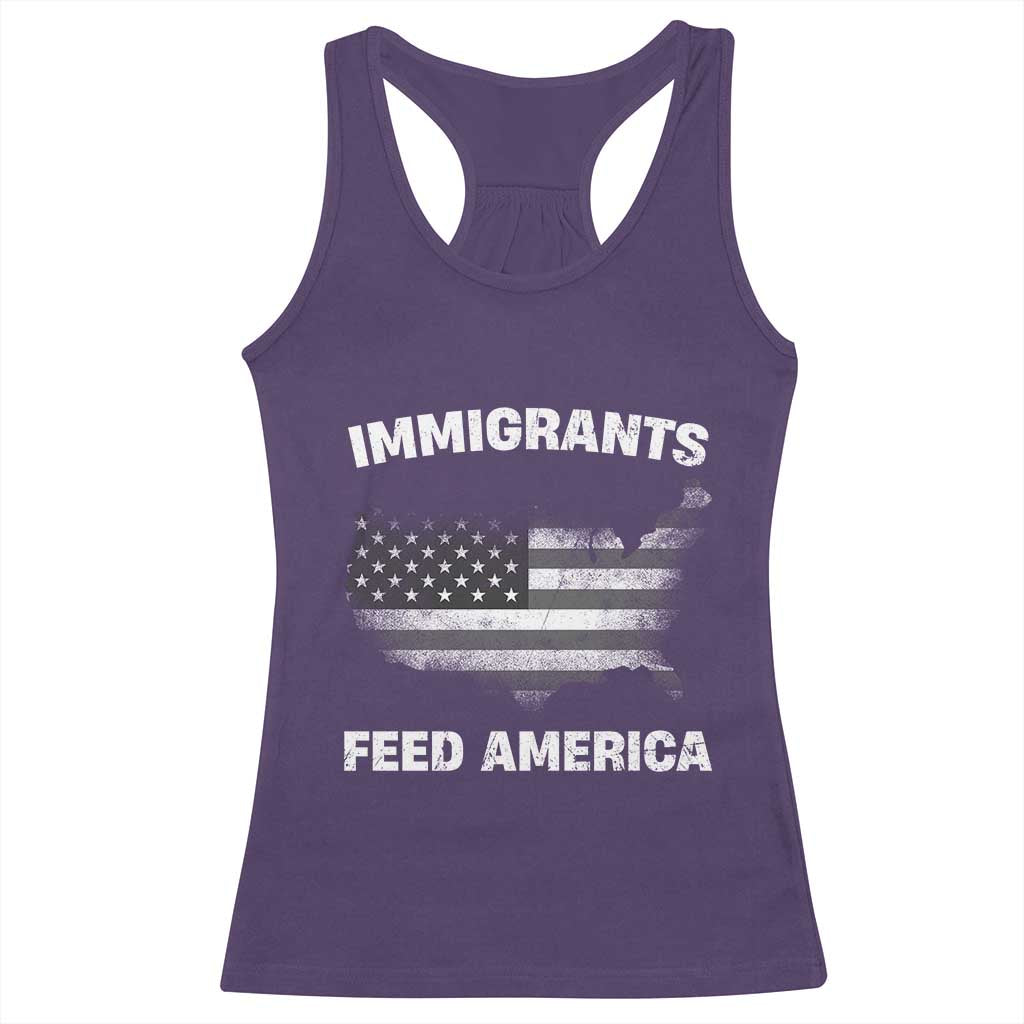 Immigrants Feed America Racerback Tank Top Grunge US Flag - African Pride