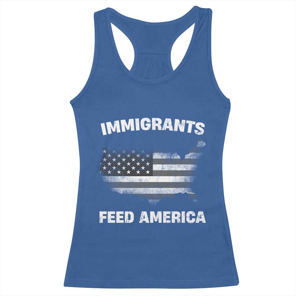 Immigrants Feed America Racerback Tank Top Grunge US Flag - African Pride