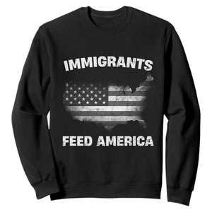 Immigrants Feed America Sweatshirt Grunge US Flag - African Pride