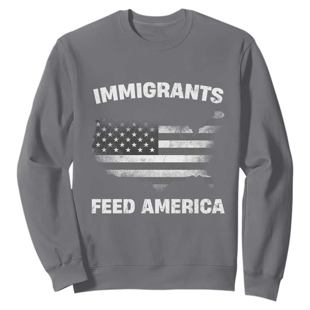 Immigrants Feed America Sweatshirt Grunge US Flag - African Pride