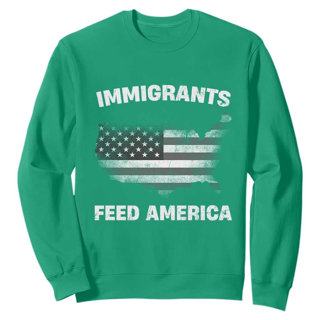 Immigrants Feed America Sweatshirt Grunge US Flag - African Pride