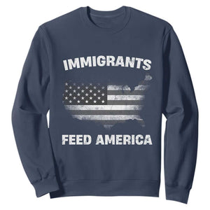 Immigrants Feed America Sweatshirt Grunge US Flag - African Pride