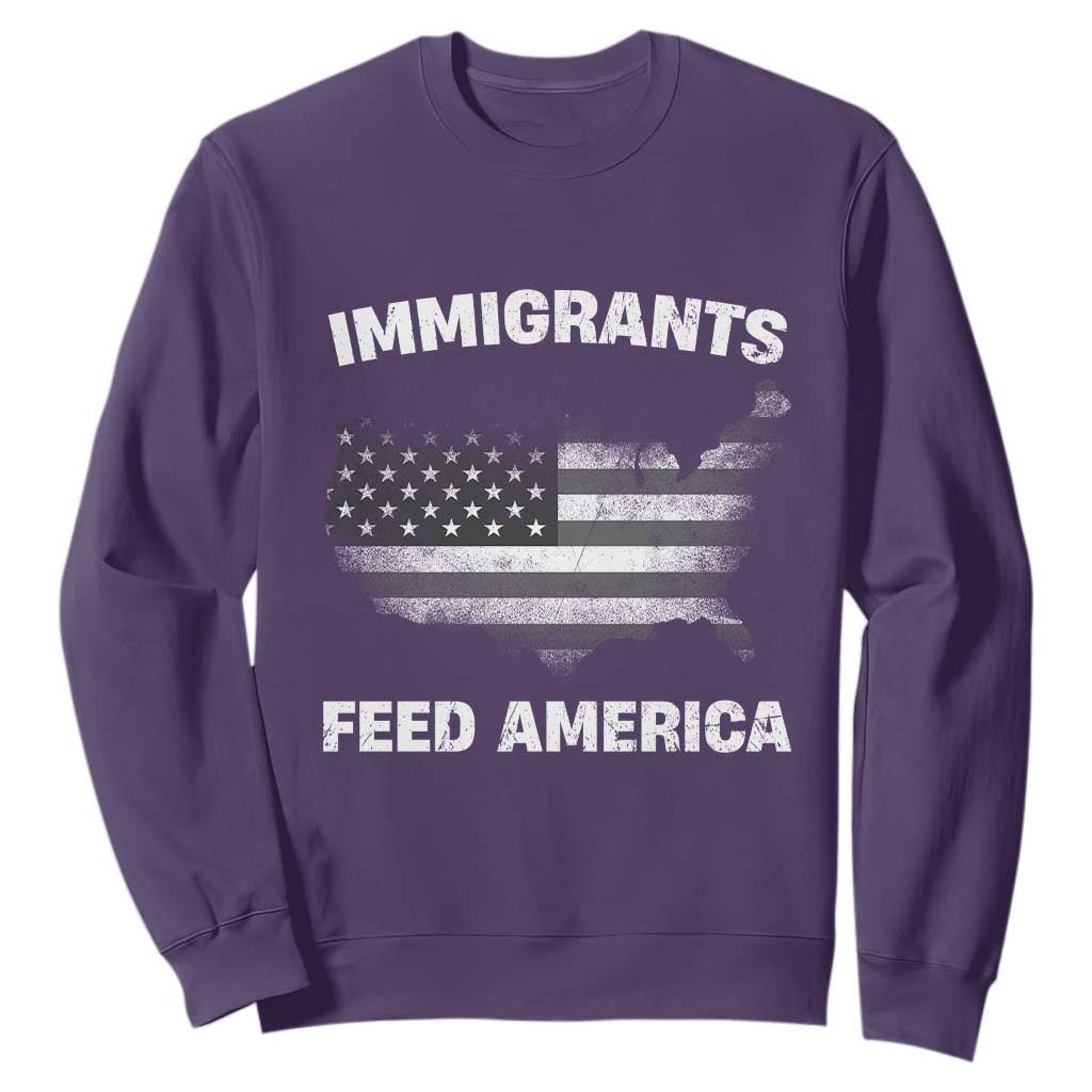 Immigrants Feed America Sweatshirt Grunge US Flag - African Pride