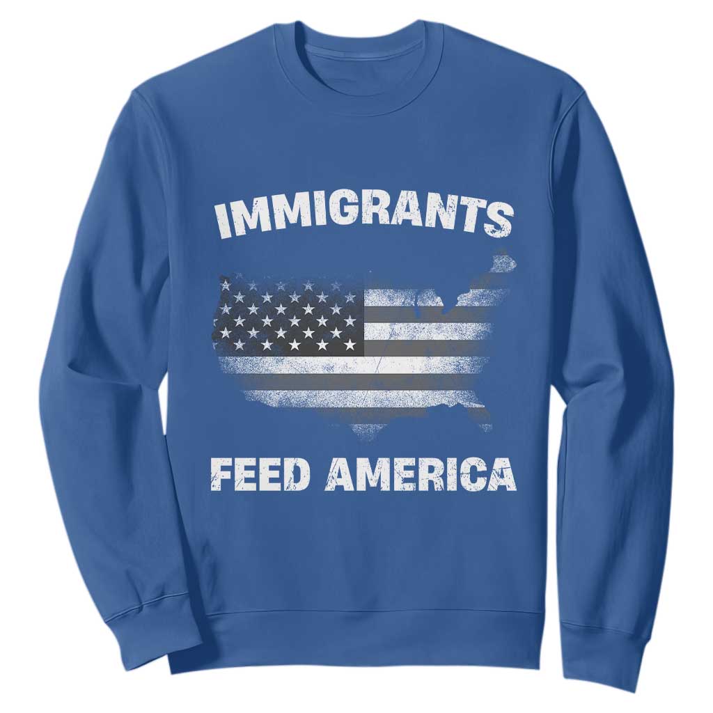 Immigrants Feed America Sweatshirt Grunge US Flag - African Pride
