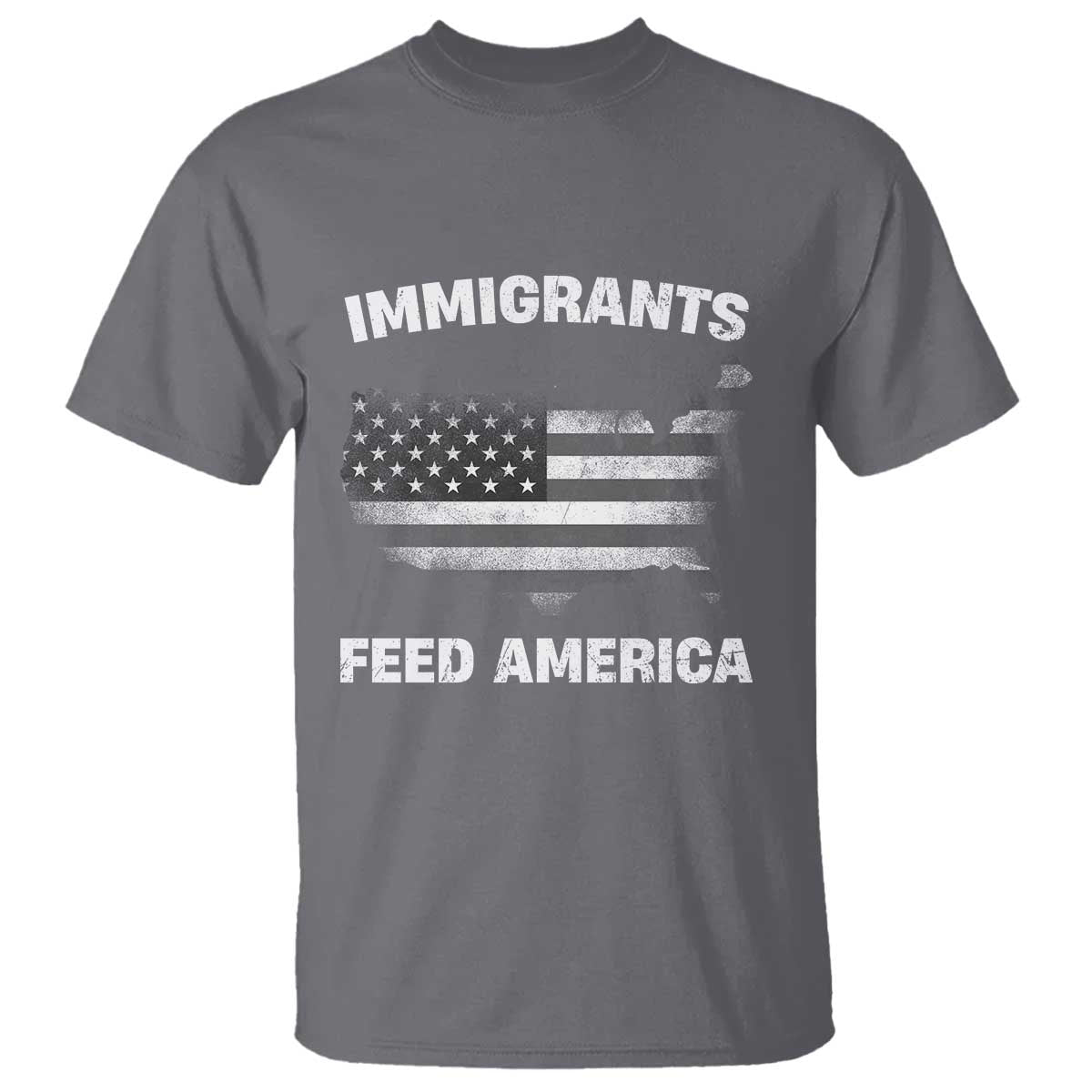 Immigrants Feed America T Shirt Grunge US Flag - African Pride