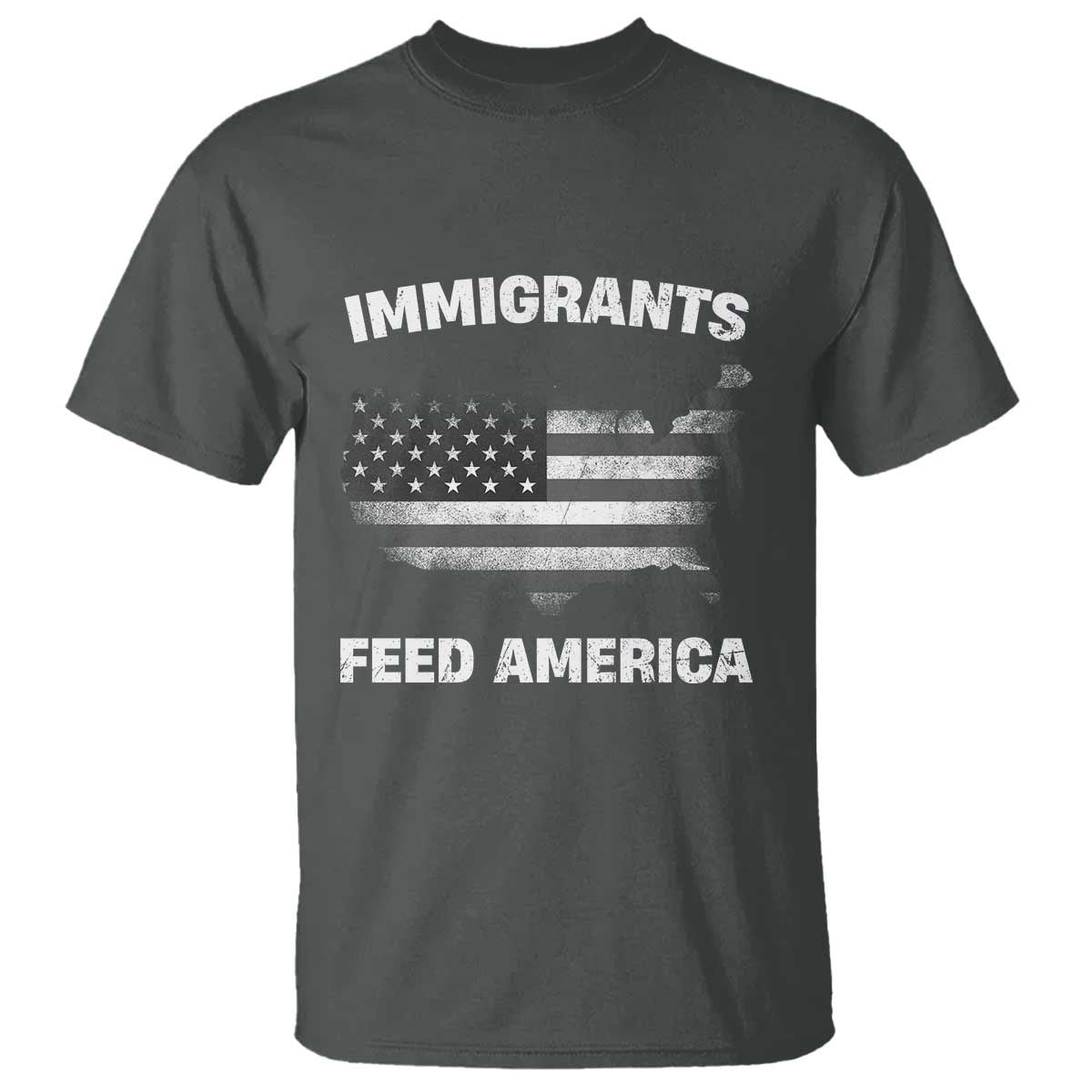 Immigrants Feed America T Shirt Grunge US Flag - African Pride