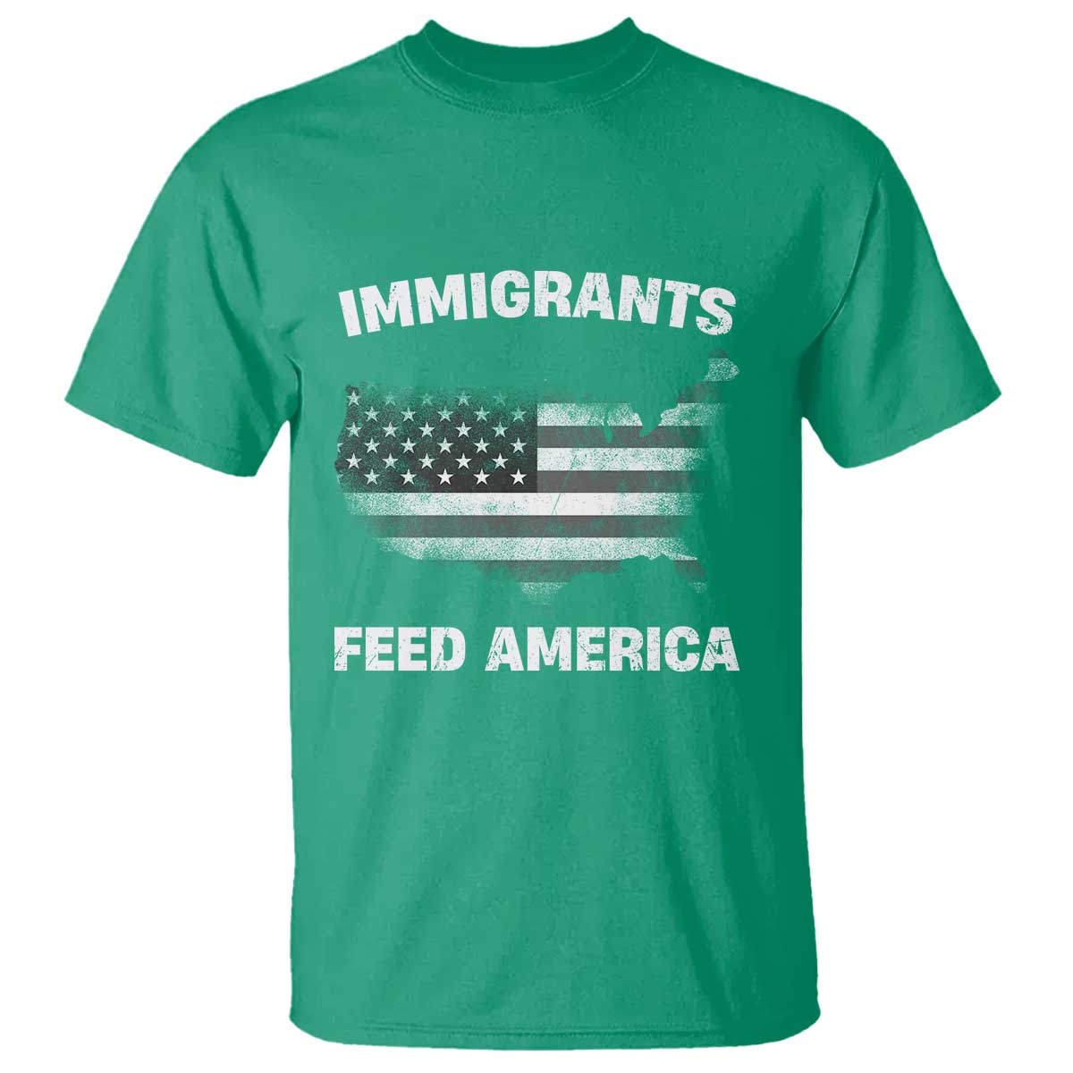Immigrants Feed America T Shirt Grunge US Flag - African Pride