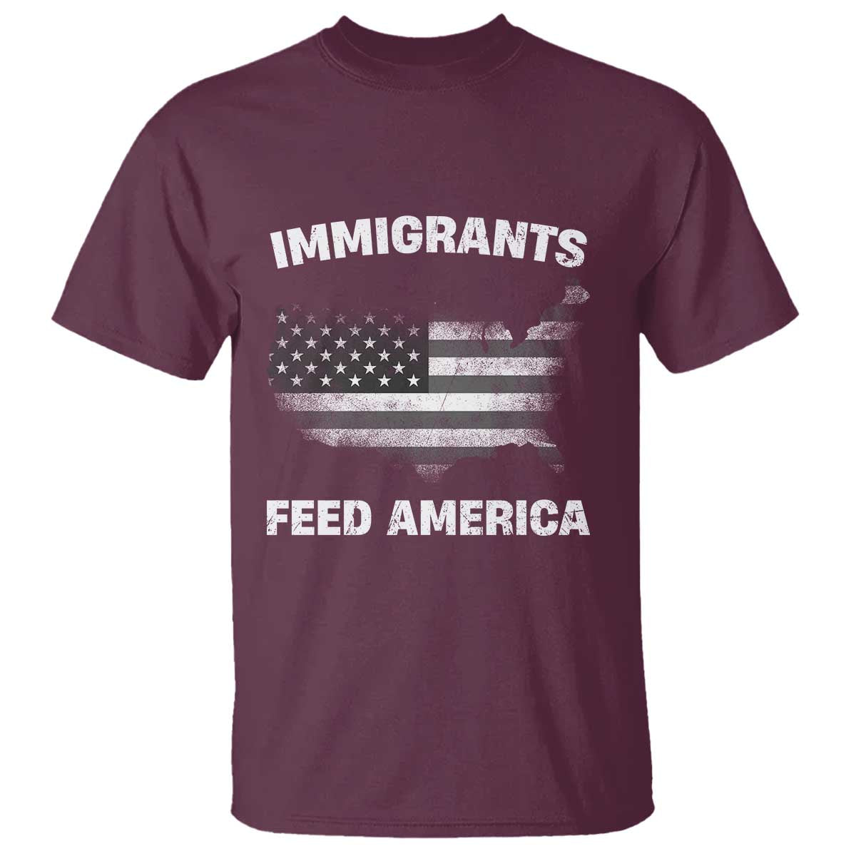 Immigrants Feed America T Shirt Grunge US Flag - African Pride