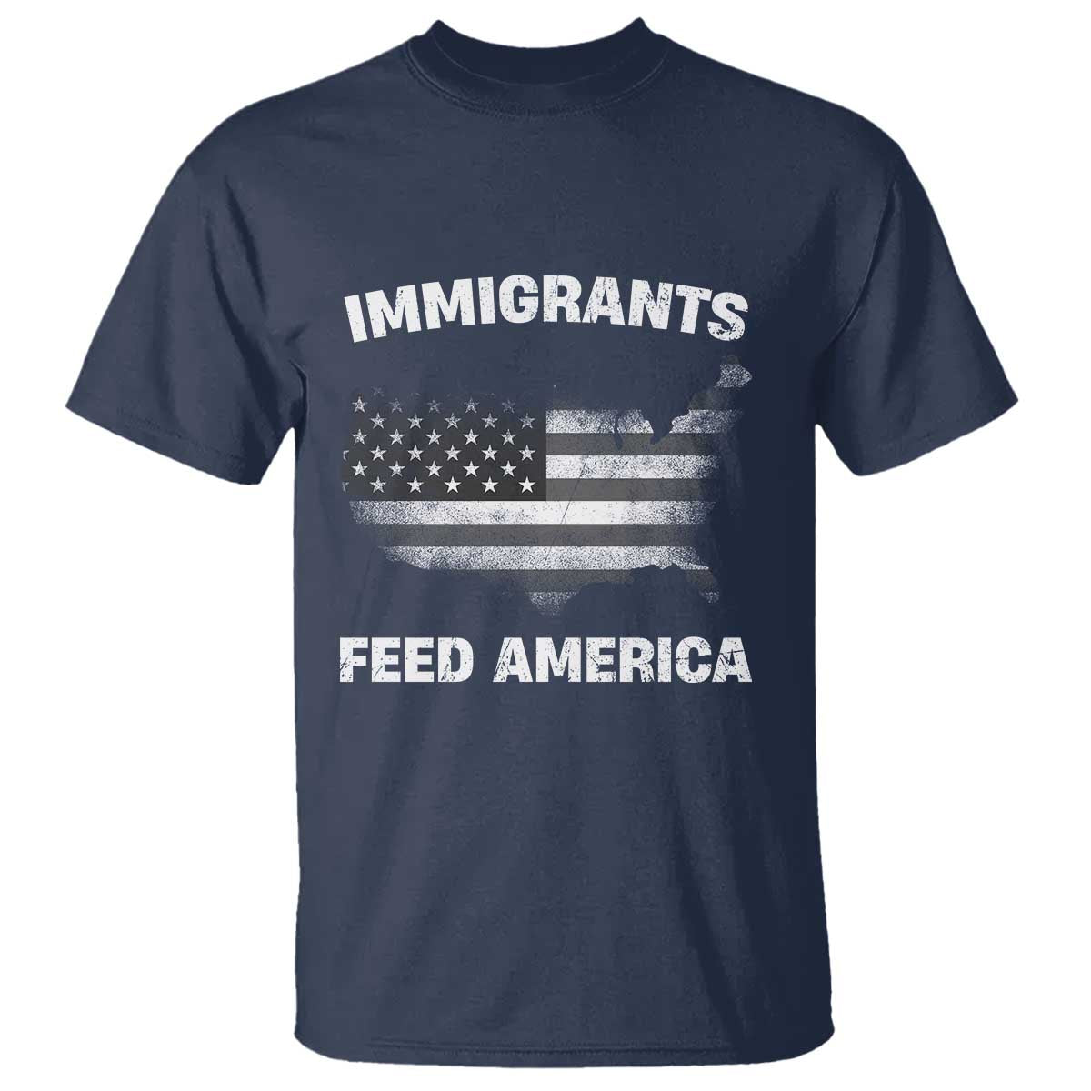 Immigrants Feed America T Shirt Grunge US Flag - African Pride