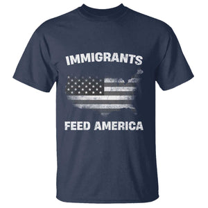 Immigrants Feed America T Shirt Grunge US Flag - African Pride