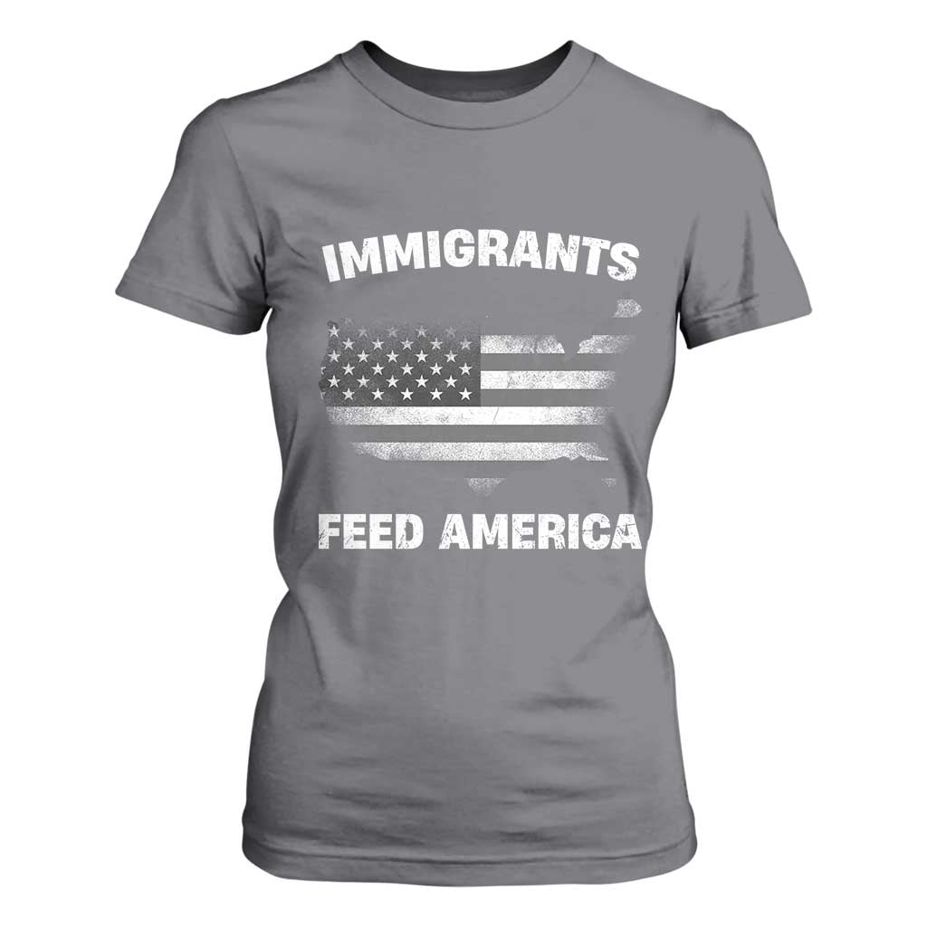 Immigrants Feed America T Shirt For Women Grunge US Flag - African Pride