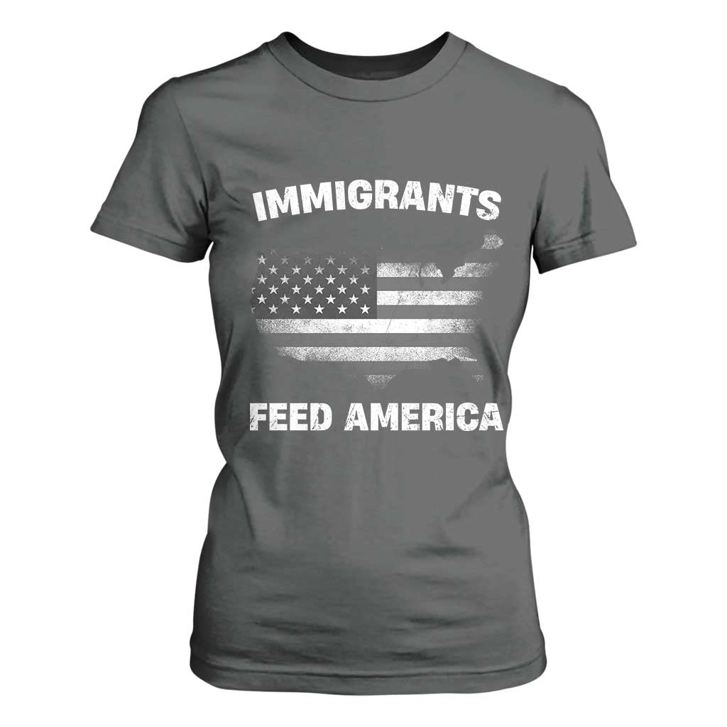 Immigrants Feed America T Shirt For Women Grunge US Flag - African Pride