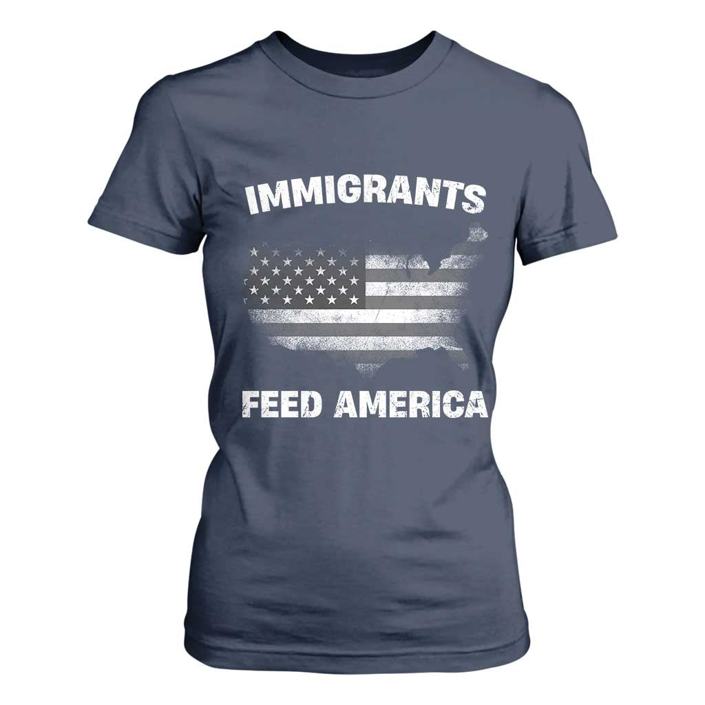 Immigrants Feed America T Shirt For Women Grunge US Flag - African Pride