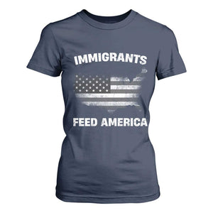 Immigrants Feed America T Shirt For Women Grunge US Flag - African Pride