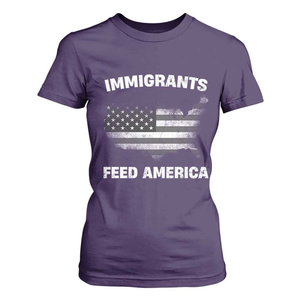 Immigrants Feed America T Shirt For Women Grunge US Flag - African Pride