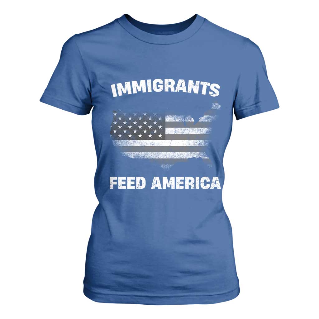 Immigrants Feed America T Shirt For Women Grunge US Flag - African Pride
