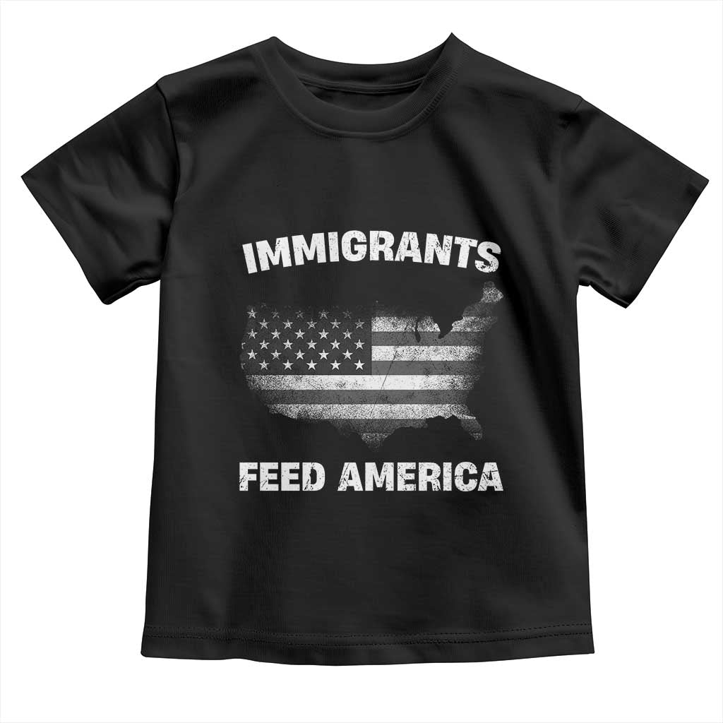 Immigrants Feed America Toddler T Shirt Grunge US Flag - African Pride