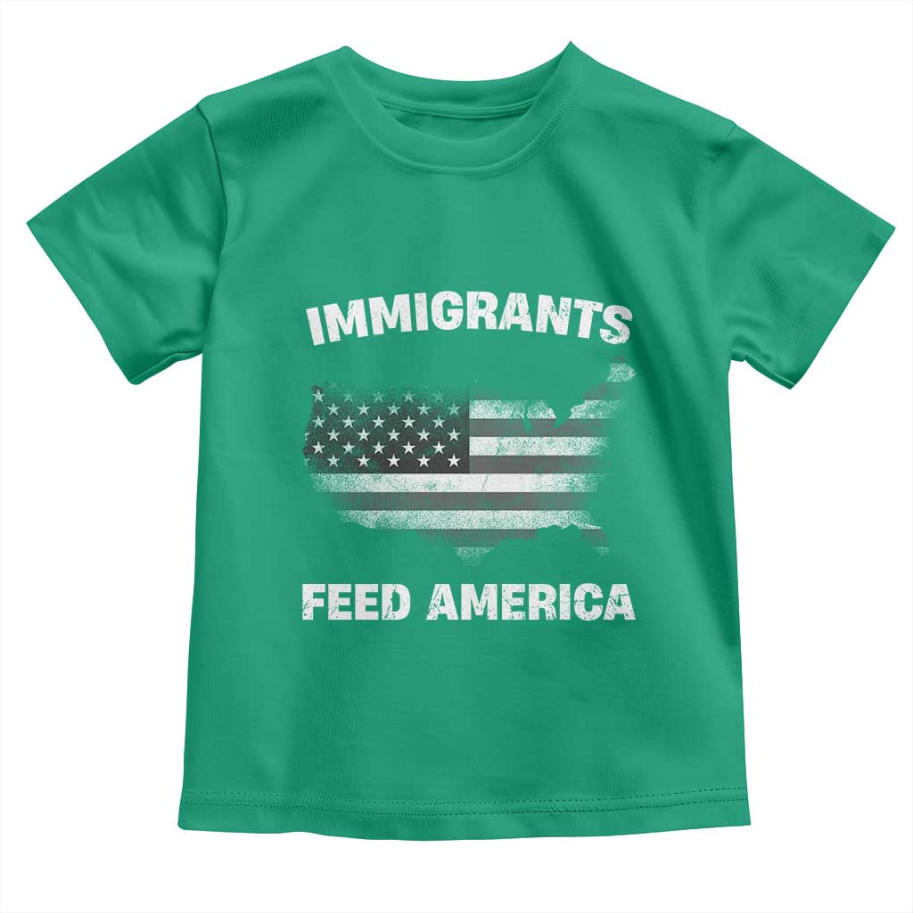 Immigrants Feed America Toddler T Shirt Grunge US Flag - African Pride