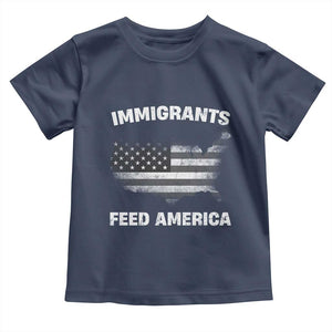 Immigrants Feed America Toddler T Shirt Grunge US Flag - African Pride