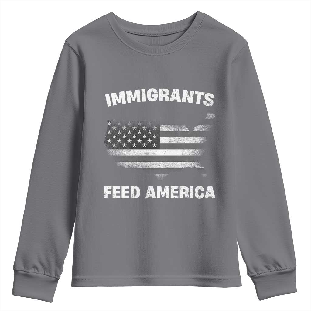 Immigrants Feed America Youth Sweatshirt Grunge US Flag - African Pride