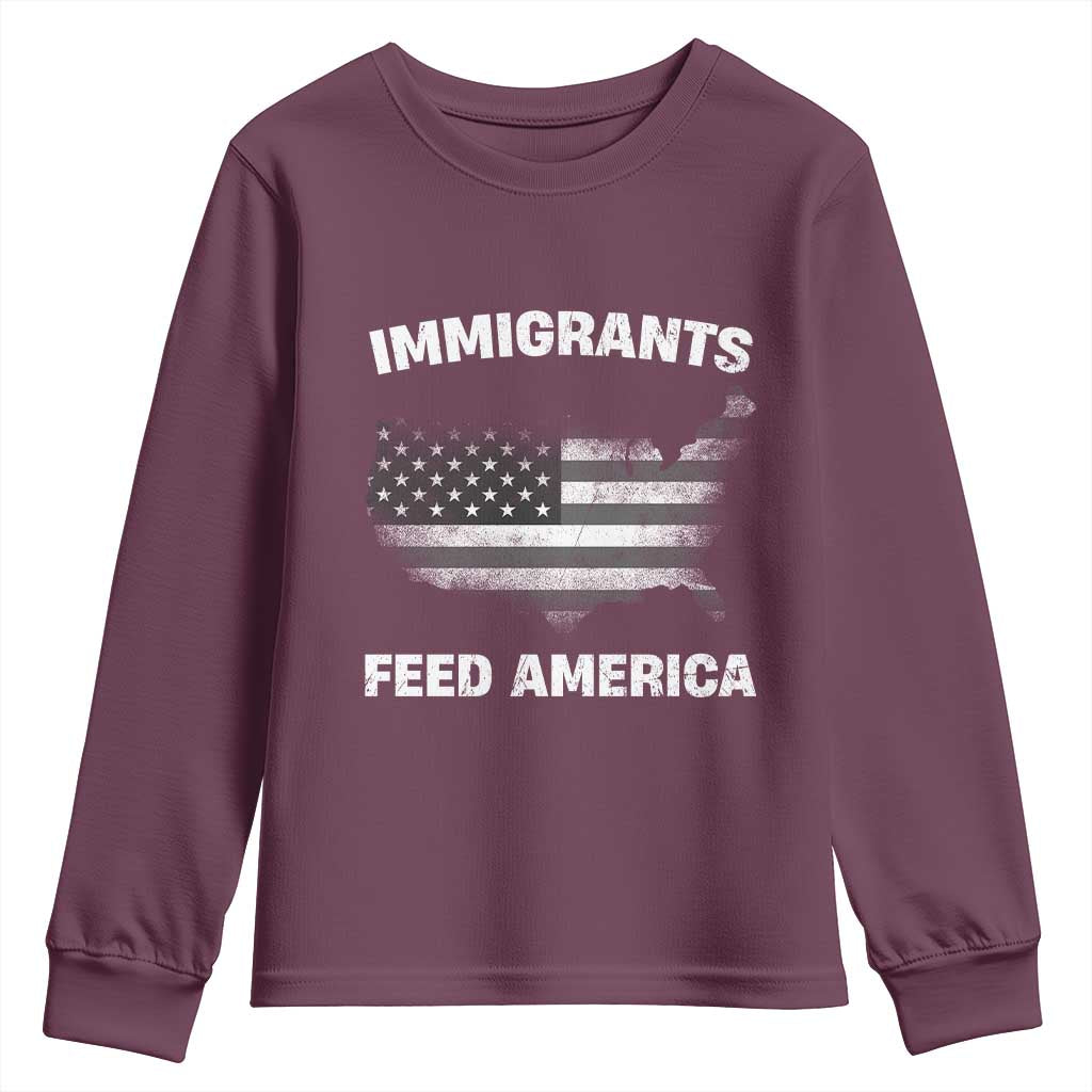 Immigrants Feed America Youth Sweatshirt Grunge US Flag - African Pride