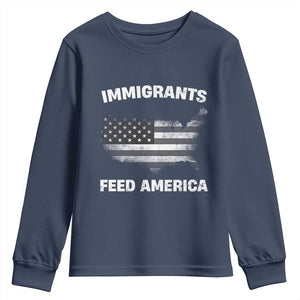 Immigrants Feed America Youth Sweatshirt Grunge US Flag - African Pride