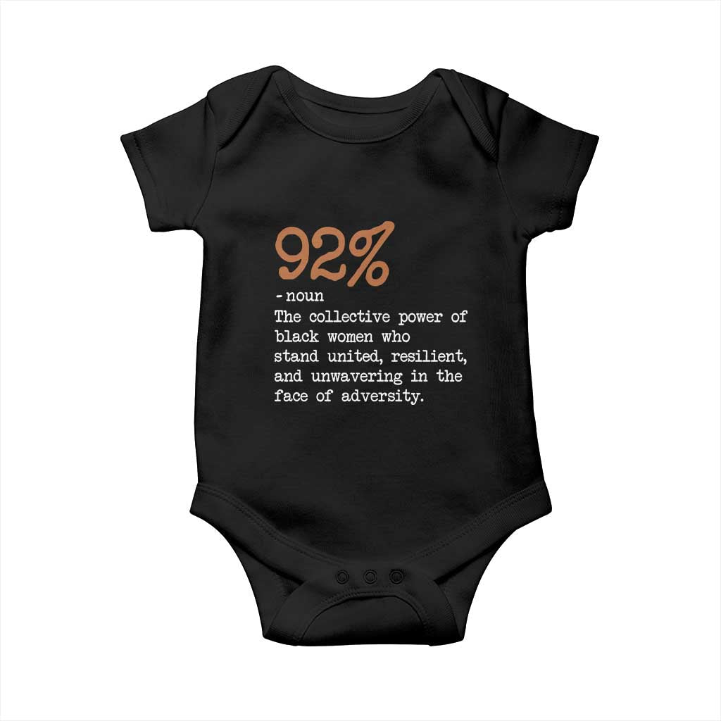 92 Percent Black Woman Power Baby Onesie The 92% African American Melanin Girls - African Pride