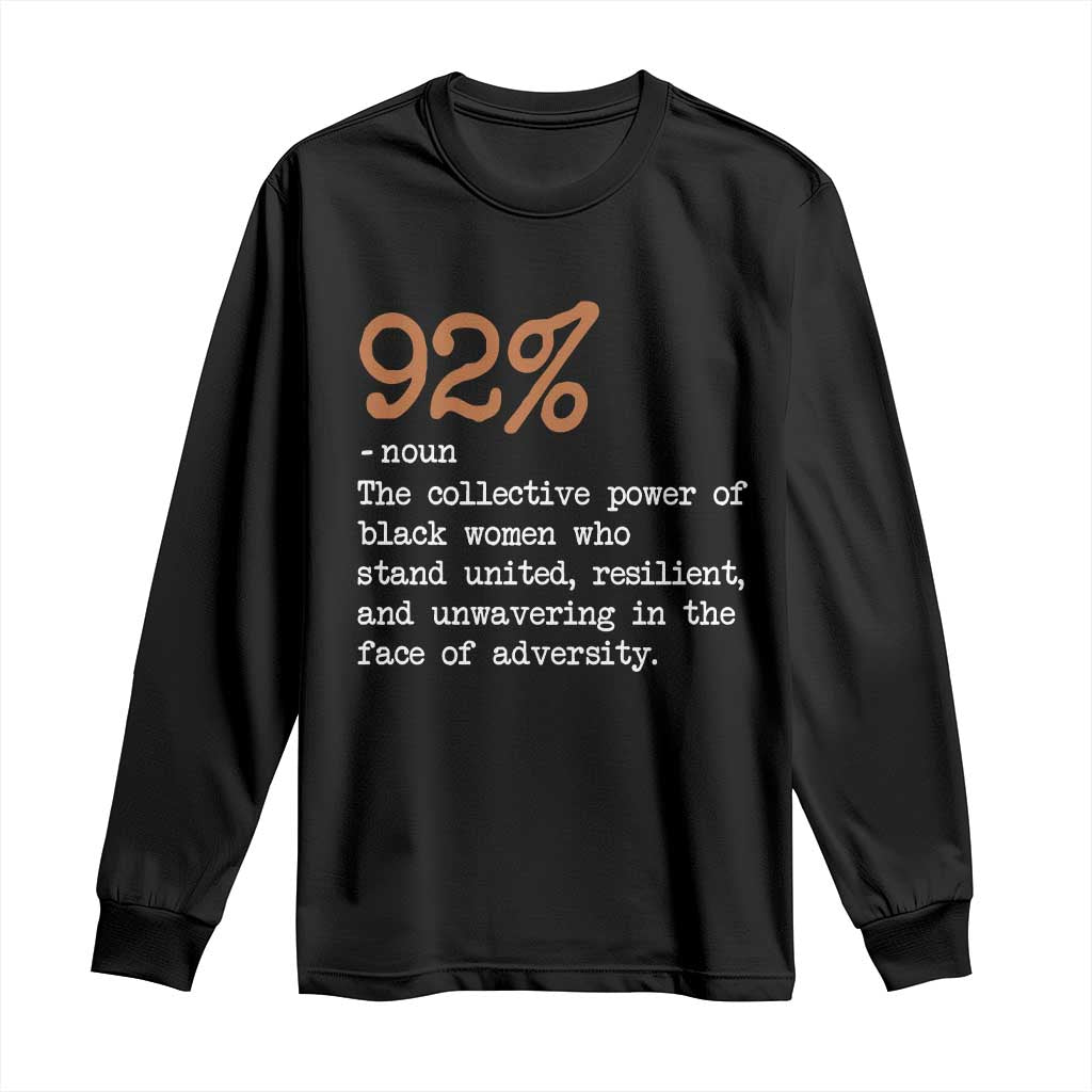 92 Percent Black Woman Power Long Sleeve Shirt The 92% African American Melanin Girls - African Pride