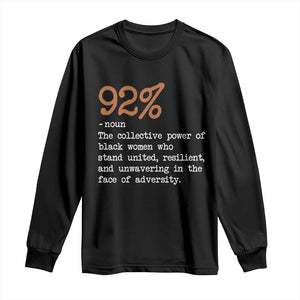 92 Percent Black Woman Power Long Sleeve Shirt The 92% African American Melanin Girls - African Pride