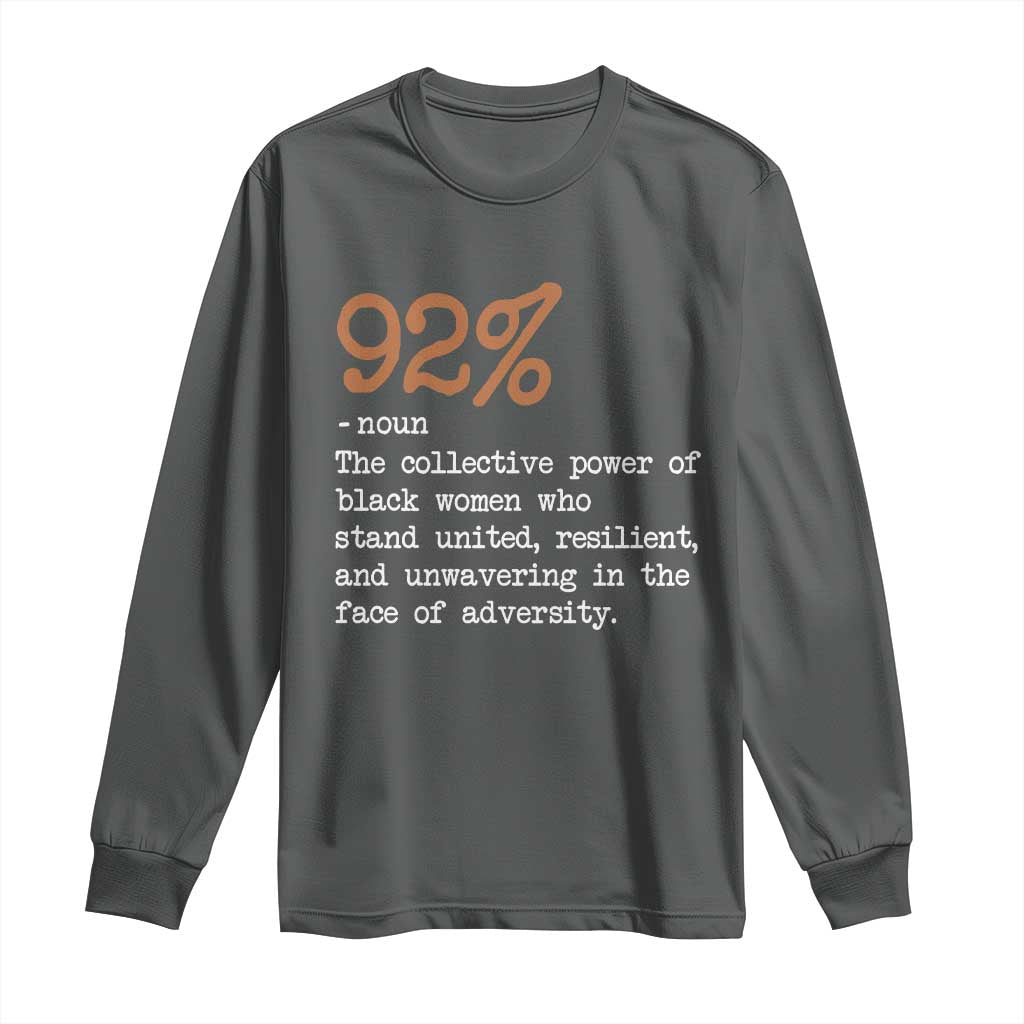 92 Percent Black Woman Power Long Sleeve Shirt The 92% African American Melanin Girls - African Pride