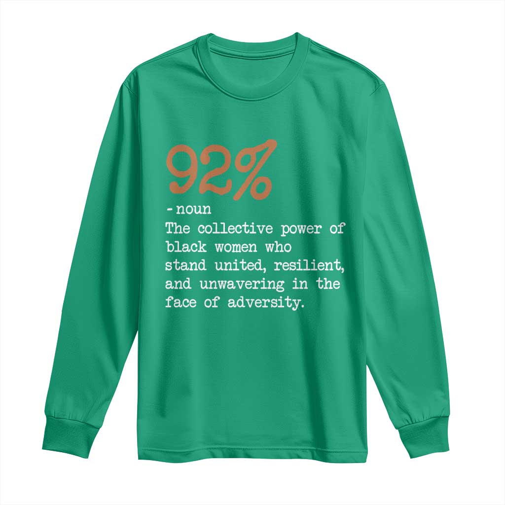 92 Percent Black Woman Power Long Sleeve Shirt The 92% African American Melanin Girls - African Pride