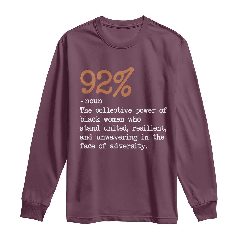 92 Percent Black Woman Power Long Sleeve Shirt The 92% African American Melanin Girls - African Pride