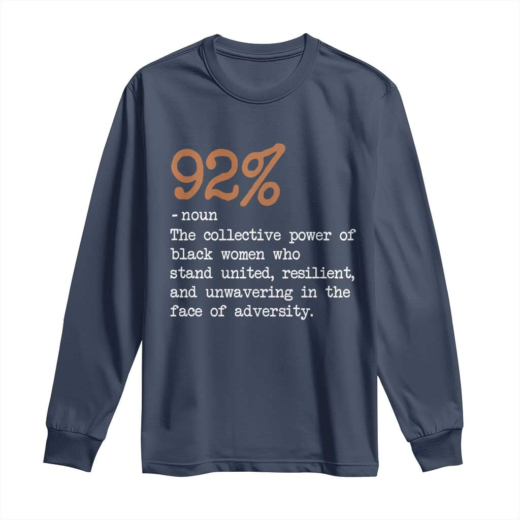 92 Percent Black Woman Power Long Sleeve Shirt The 92% African American Melanin Girls - African Pride