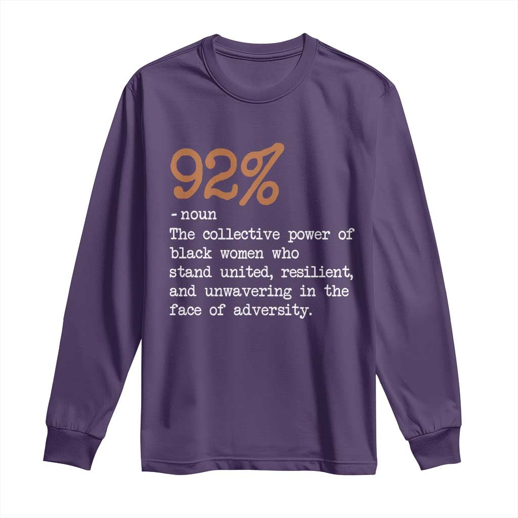 92 Percent Black Woman Power Long Sleeve Shirt The 92% African American Melanin Girls - African Pride