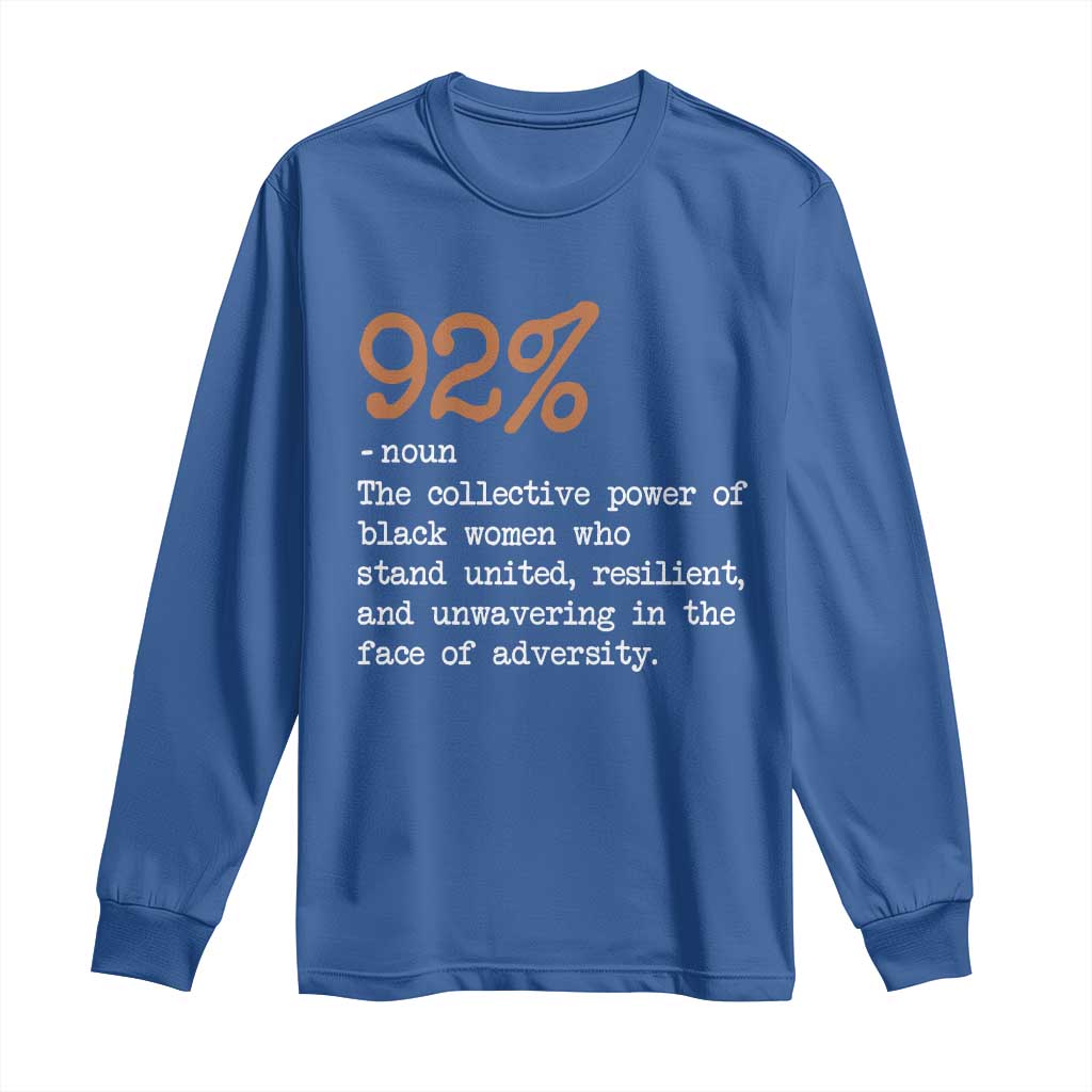 92 Percent Black Woman Power Long Sleeve Shirt The 92% African American Melanin Girls - African Pride