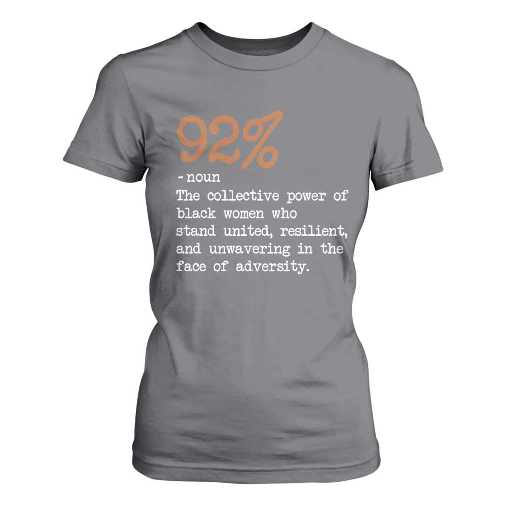 92 Percent Black Woman Power T Shirt For Women The 92% African American Melanin Girls - African Pride
