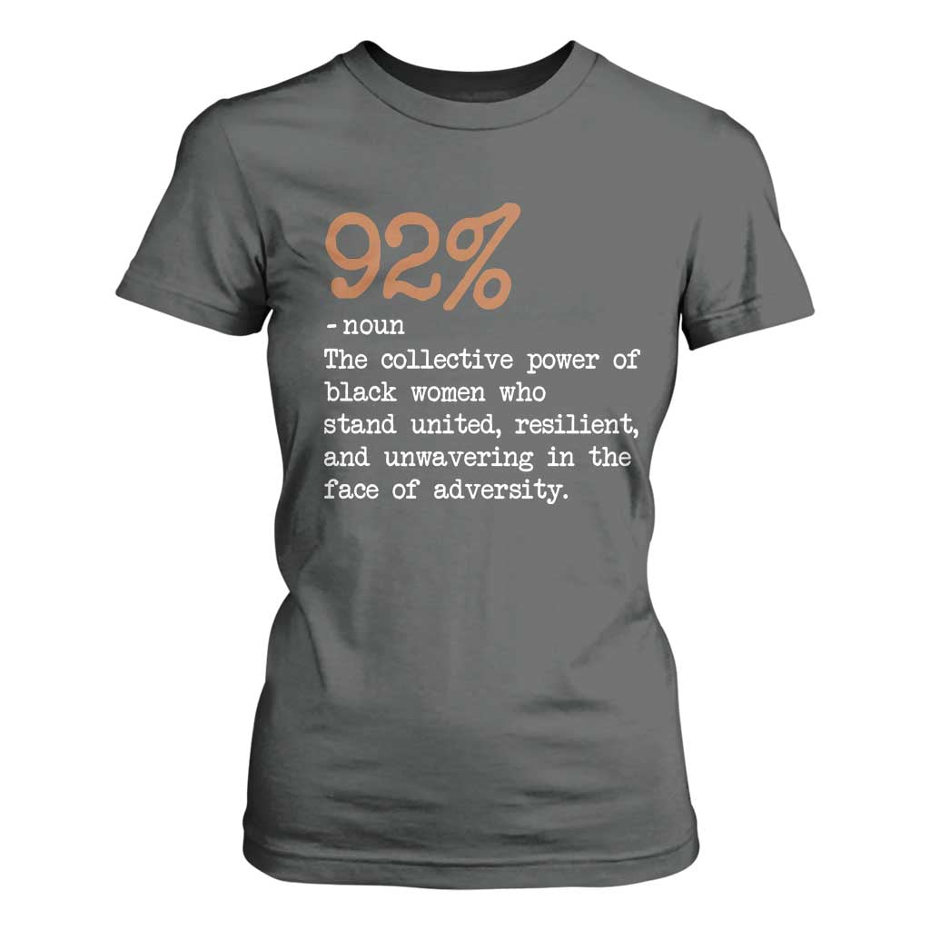 92 Percent Black Woman Power T Shirt For Women The 92% African American Melanin Girls - African Pride