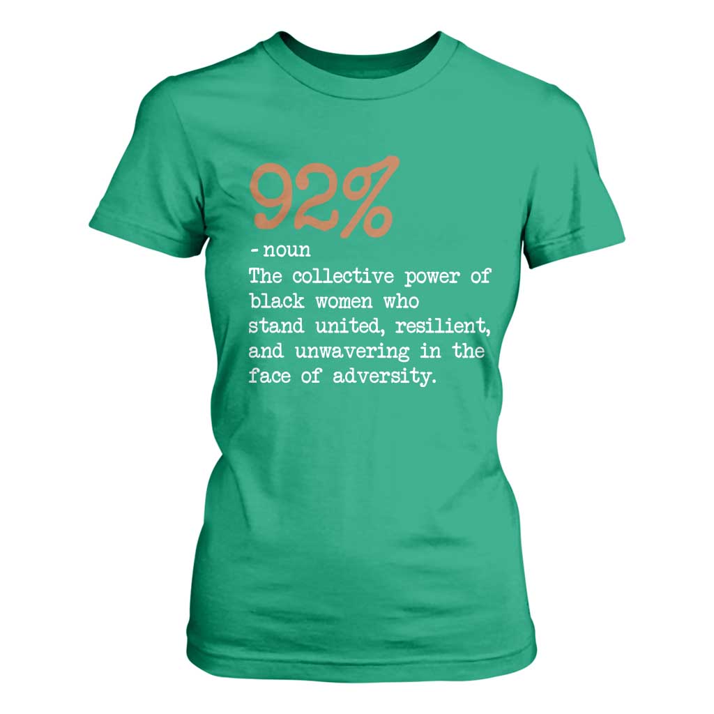 92 Percent Black Woman Power T Shirt For Women The 92% African American Melanin Girls - African Pride