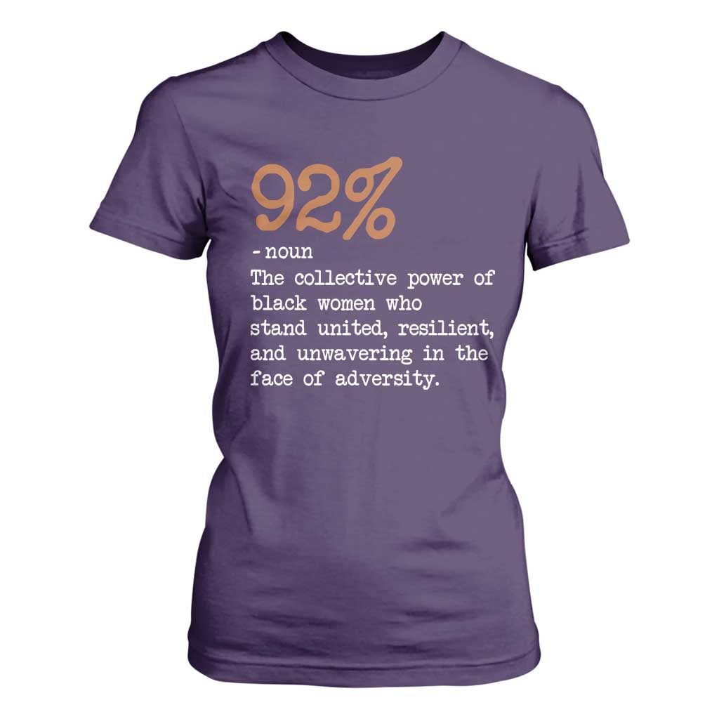92 Percent Black Woman Power T Shirt For Women The 92% African American Melanin Girls - African Pride